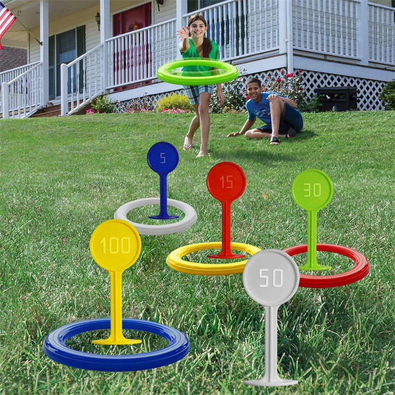 Kids Yard Toys - 子供用プラスチック製輪投げゲーム、芝生やビーチ用の輪投げおもちゃ、屋外ヤードゲームギフト、カーニバルパーティーの景品