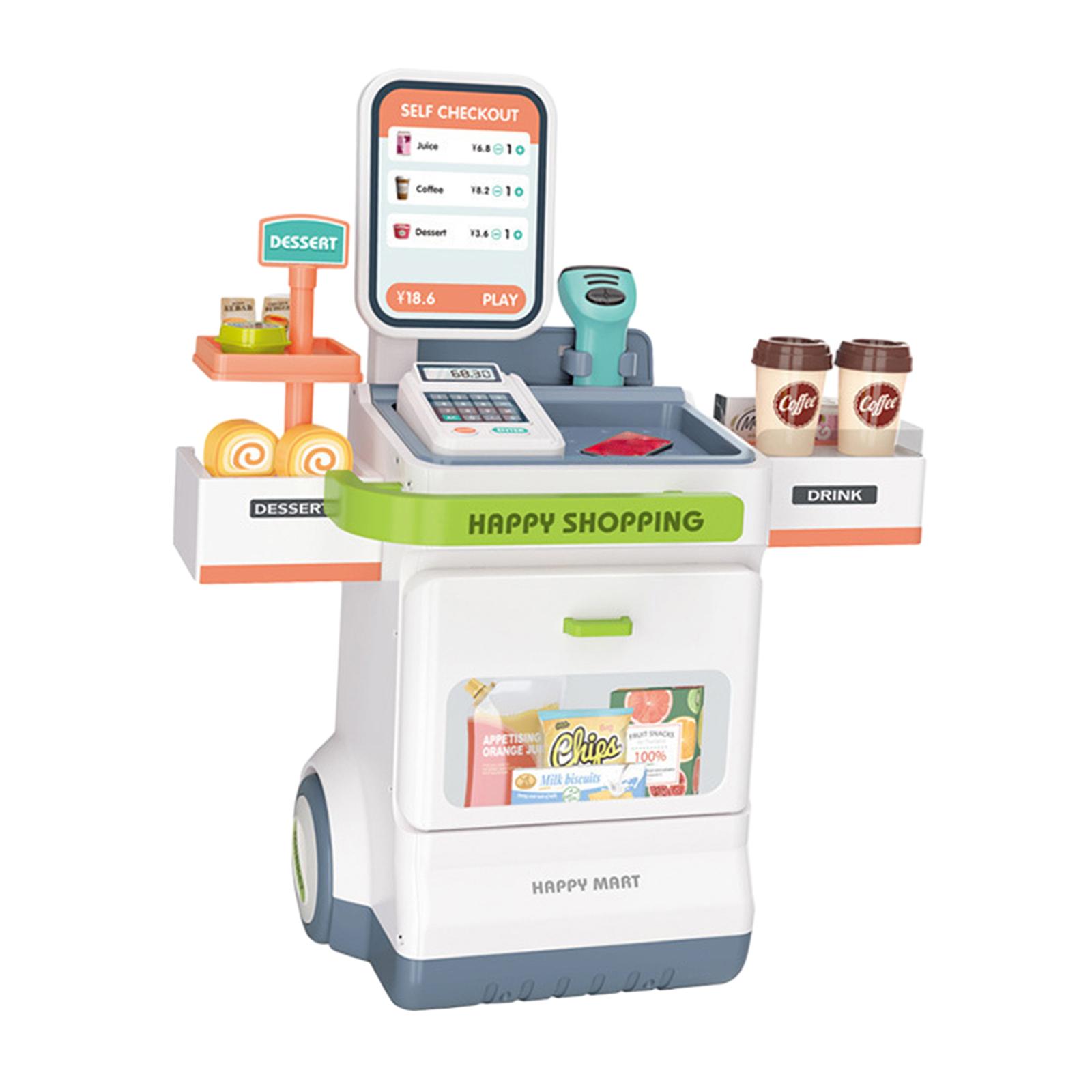 Toy Cash Register - 子供向けのスーパーマーケットのレジのおもちゃ。レジ、スキャナー、サウンド、ライト、ABSプラスチック製。知育玩具として、プレゼントにも最適。