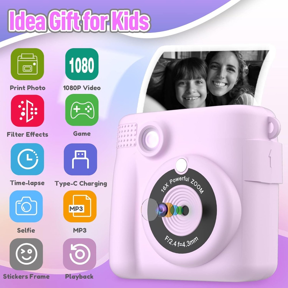 子供用インスタントプリントカメラ、HDデジタルビデオカメラ、 - Kids Toys 3 Year Old のレビューと価格