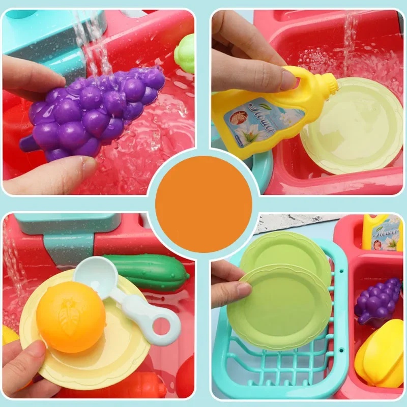 キッチンおもちゃ プラスチック製食器洗いシンクセット、子供向 - Kids Toys Kitchen Set のレビューと価格