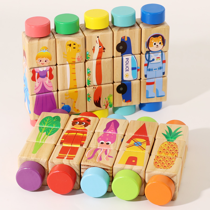 1 個ベビー木製回転動物マッチング木製パズルおもちゃ早期教育 - Kids Toys 3 Year Old のレビューと価格