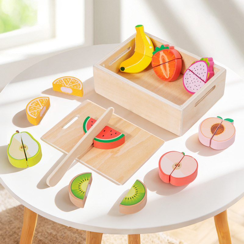 木製カット＆スタンプ食品シミュレーションセット、子供向けごっ - Kids Toys Kitchen Set のレビューと価格