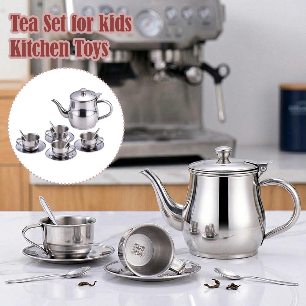 キッズステンレススチールティーセットごっこ遊びキッチンおもち - Kids Toys Kitchen Set のレビューと価格