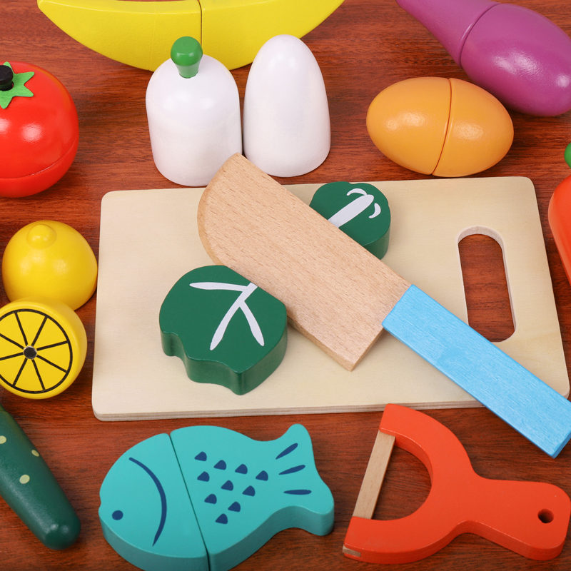 木製のフルーツ・野菜カットおもちゃセット。磁石で切れるスライ - Kids Toys Kitchen Set のレビューと価格
